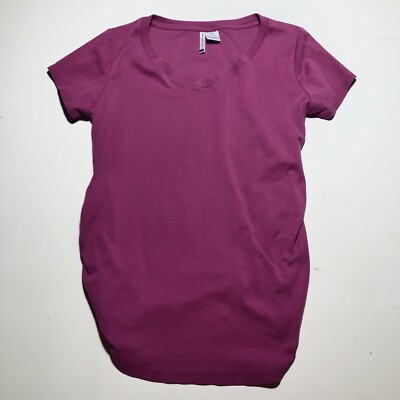 Planet Motherhood Maternity TShirt Large Fuchsia Scoop Neck Cotton Stretch Side