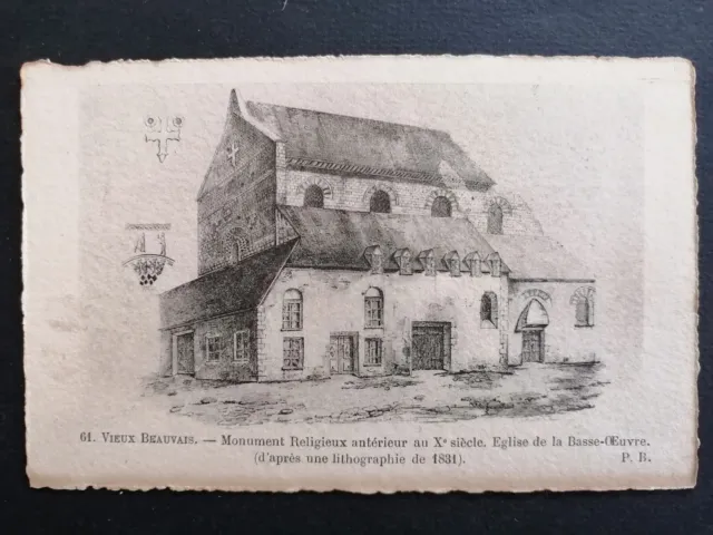 cpa engraving old BEAUVAIS (Oise) CHURCH of the BASS OEUVRE religious monument