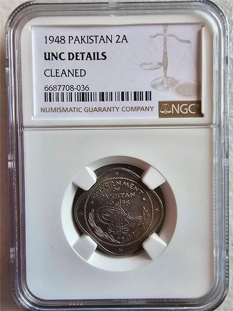 Pakistan 2 Annas 1948 NGC Unc Details