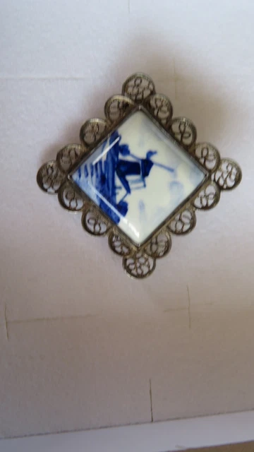 broche ancienne argent Delft 2