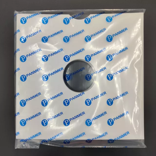 12" White card record sleeves masterbags with hole