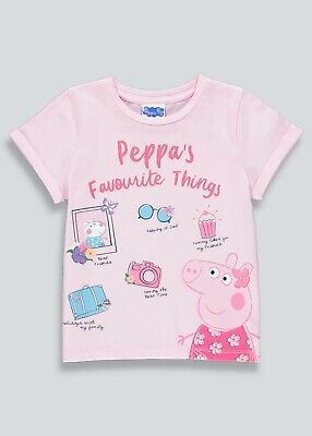 NUOVO Ragazze Bambini Peppa Pig cose preferite T Shirt Top Età 9-12 MESI NUOVO CON ETICHETTA