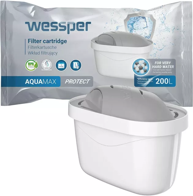 Wessper 4er Pack Wasserfilter Kartuschen für Hartes Wasser Kompatibel mit BRITA