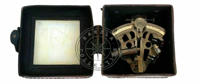 Marine Heavy Brass Nautical Sextant Working Collectible W /Leather Box free Gift