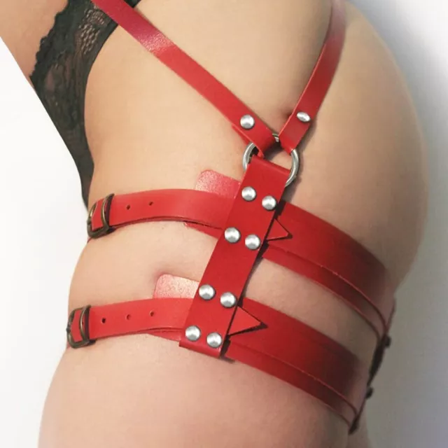 Women Sexy Leg Bondage Bowknot Straps Sexy Leather Garter Belt Harness Suspender 2