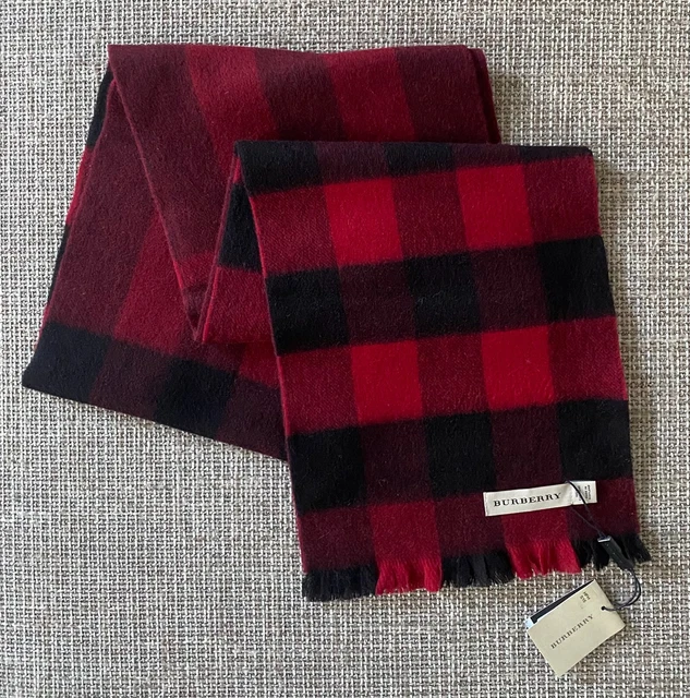 NWT NEW AUTHENTIC Luxury BURBERRY Parade Red Check Cashmere Scarf
