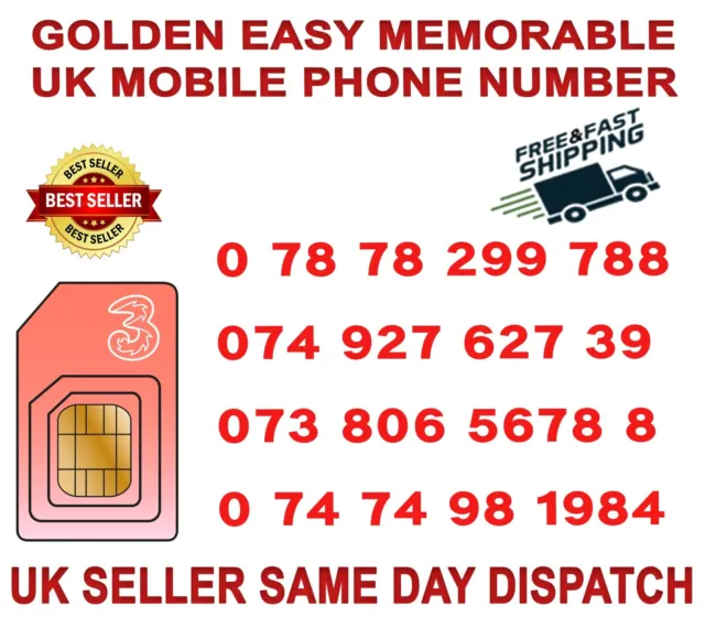 Golden Easy Memorable Uk Vip Mobile Phone Number/Platinum Sim( Three Netwrk B70)