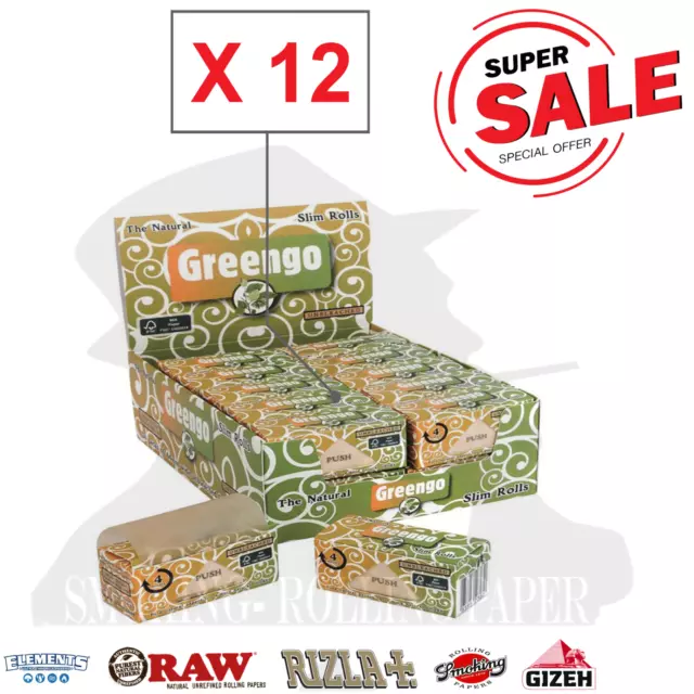 Cartine Greengo Rolls Slim Senza Cloro Non Sbiancato 4m 1 scatola (12 rotoli)