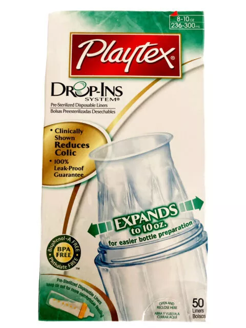 Playtex Baby Nurser Drop-ins Soft Bottle Liners 8-10 oz 50 Count New Free Ship