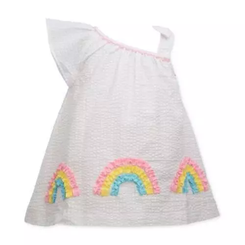 Bonnie Baby Baby Girls Rainbow Seersucker Dress - White 3-6 Months