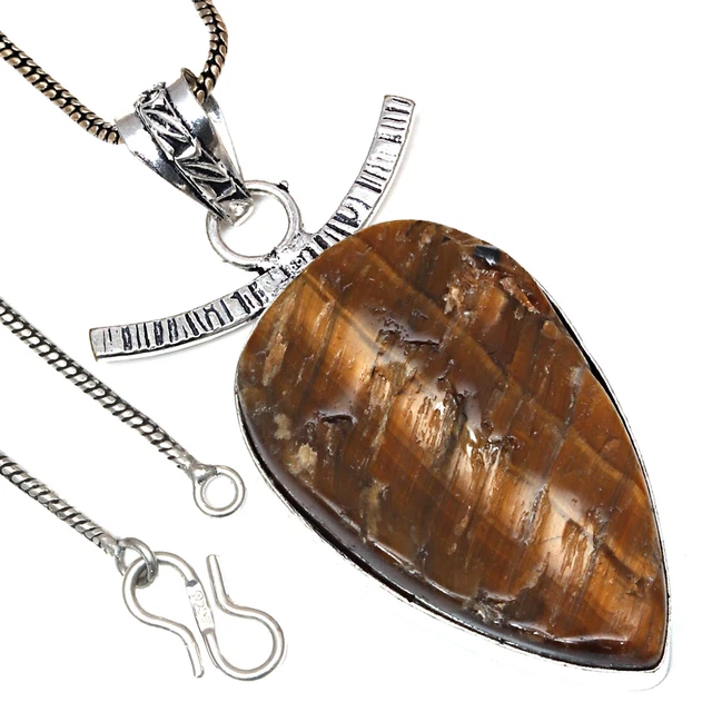 Tiger Eye'S Druzy Gemstone Handmade Vintage Style Silver Jewelry Pendants 2"