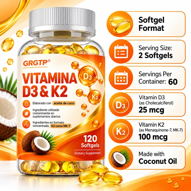 VITAMIN D3 K2 Softgels 120pcs - MK-7 Bone Teeth Heart & Immune Health ...