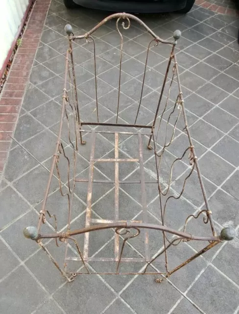 Foldable Antique Vintage Decorative Cast Iron  & Brass Cot with Castor Wheels