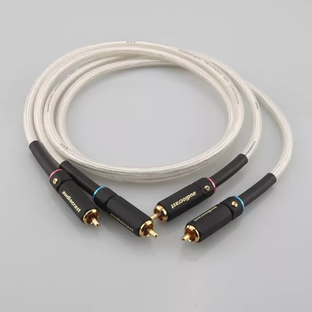 Paar 5N Versilbert OFC Kupfer HIFI Audio Verstärker RCA Cable Stereo Cinch Kabel