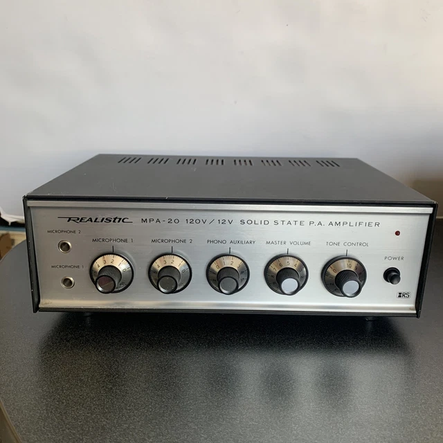 VINTAGE REALISTIC SOLID State PA Amplifier MPA20. Clean, Tested, Works