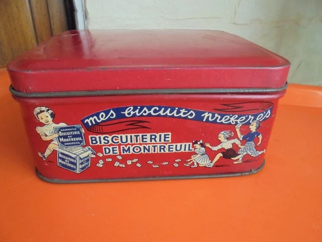 Ancienne Boîte à Biscuits En Tôle Lithographiée - Forme Rectangulaire - Réf N.1
