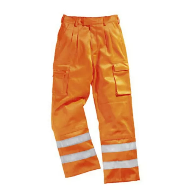 Orange Hi-Vis Cargo Trousers Hi Viz Action Workwear Trousers Railway Builders