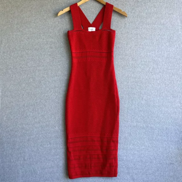 SHEIKE Dress Womens Extra Small Red Crossover Knit Stretch Bodycon Midi Cocktail