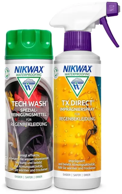 NIKWAX Tech Laver & Tx.direct Spray-On Goretex Détergent + Aufsprühbare Imprägn