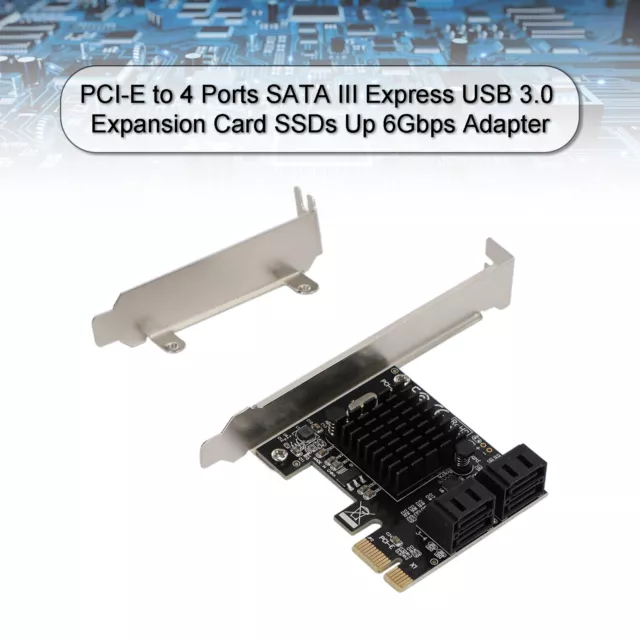 PCI Express Card 1X to SATA3.0 4 Port Riser PCI-E X1/X4/X8/X16 Expansion Adapter