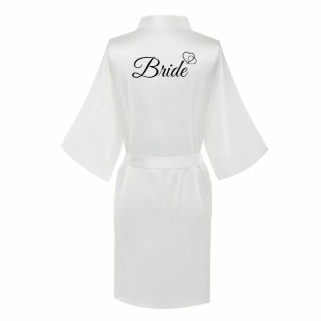 Personalised Champagne Satin Wedding Bridesmaid Bride Robe Hen Party Women Gown 3