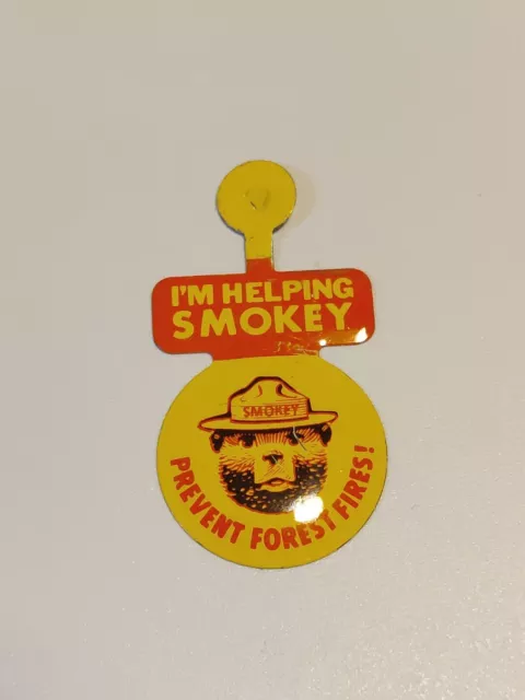 Smokey Bear "I'm Helping Smokey Prevent Forest Fires"  Fold-over tin badge pin