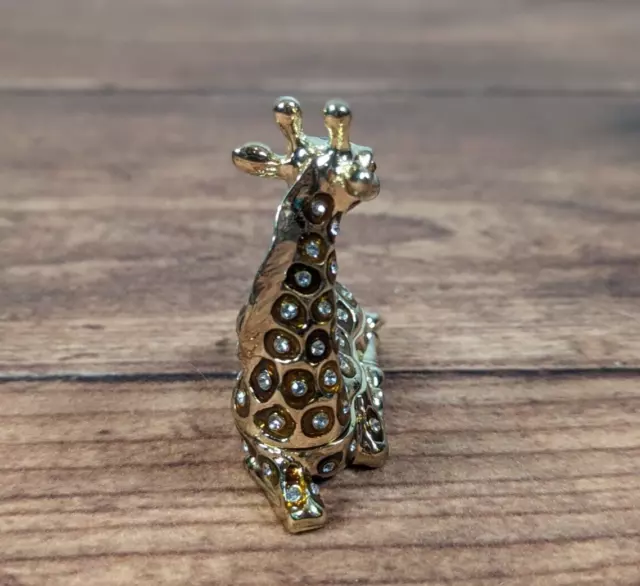 Giraffe Enamel with Rhinestones Hinged Trinket Box Jeweled Collectible Keepsake 2