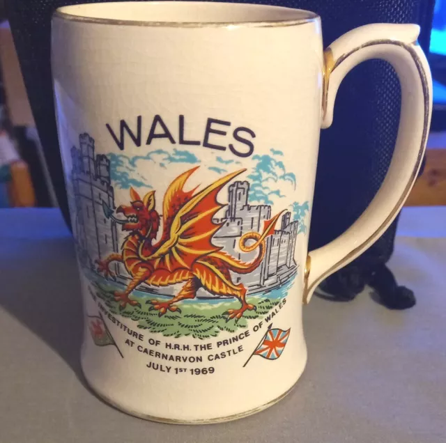 Wales Tankard, Sadler, Royal, Prince Charles 1969, Caernarvon Castle.