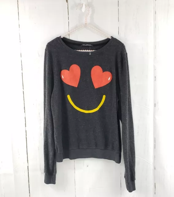 Wildfox Smiling Hearts Look Of Love Pullover Sweatshirt  Jumper S Small $98 3