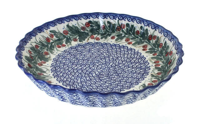 Blue Rose Polish Pottery Berry Pie Plate