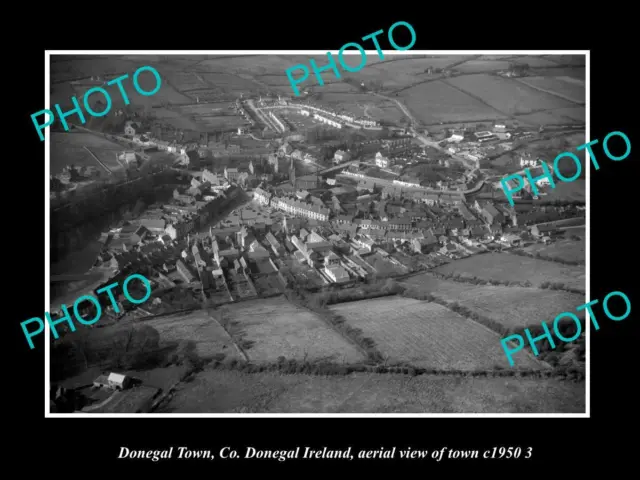 OLD LARGE HISTORIC PHOTO DONEGAL TOWN IRELAND AERIAL VIEW OF TOWN c1950 4