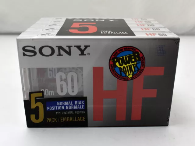 5 Sony Blank HF 60 Min Audio Cassette Recording Tape Normal Bias - New, Sealed