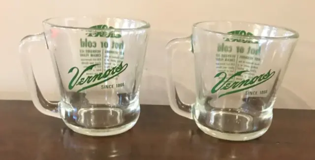 Vintage Vernor's 100th Anniversary Glass Mugs/Glass - Great Hot or Cold - 6 Oz.
