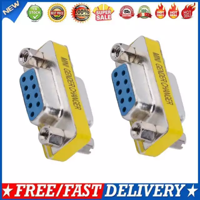 2pcs DB9 Female to Female Adapter Gender Changer Serial RS232 Coupler