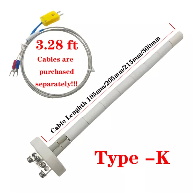 US NEW High Temperature Type K Thermocouple Core Ceramic Kiln Probe 2372°F