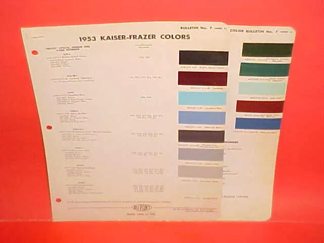 1953 Kaiser Frazer Dragon Manhattan Carolina Coupe Traveler Sedan Paint Chips