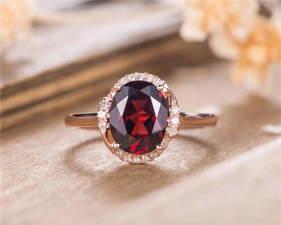 4.20 Ct Oval Cut Lab-Created Red Ruby Engagement Wedding Ring 14K Rose Gold Over