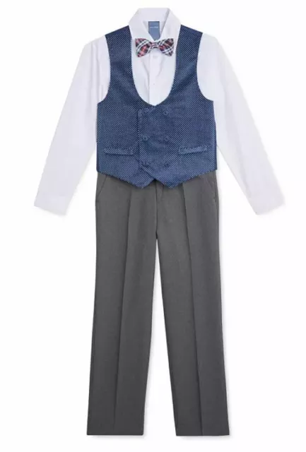 Nautica Little Boys 4-Pc. Polka Dot Double-Breasted Velvet Vest Set Size 5 NWT