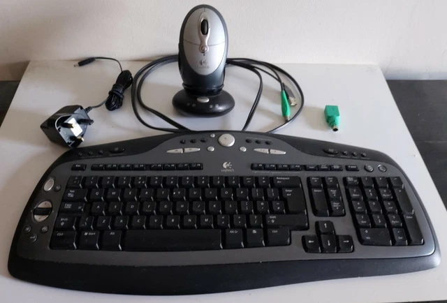 RARE VINTAGE LOGITECH Y-RR54 RT7R33 Wireless Keyboard Mouse Combo ...