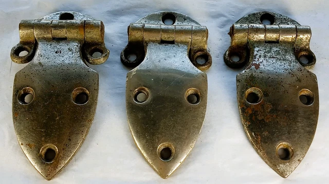 Antique Vintage Set /3 Icebox Hinges Nickel Plated