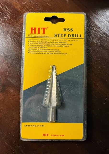 HSS Step Drill Bit (3/16" - 7/8") ( 12 increments 1/16") Hit Tools USA