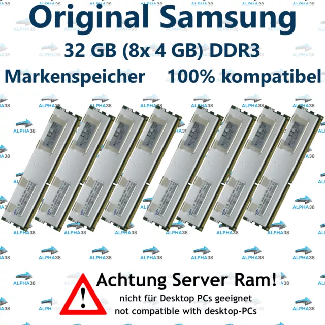 32 GB (8x 4 GB) RDIMM ECC REG DDR3 Dell PowerEdge T310 T410 T610 T710 Server RAM