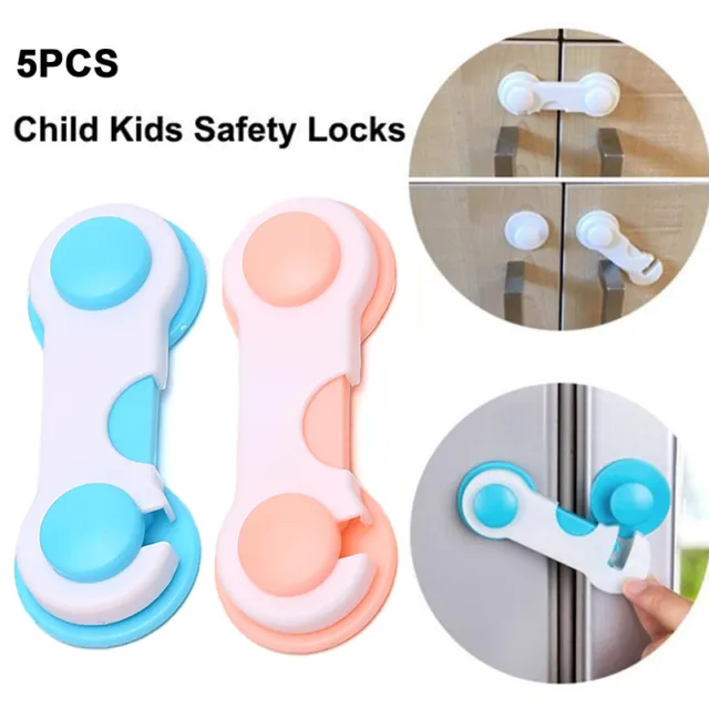 5Pcs Baby Kids Safety Lock Drawer Cupboard Cabinet Fridge Door Child Proof ~m'