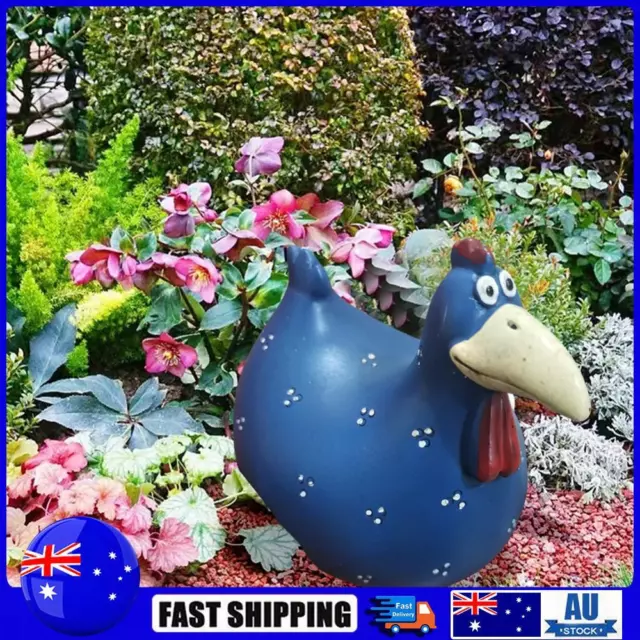 Chicken Fence Decor Statues Funny Realistic for Patio Ranch Decor ( Blue)