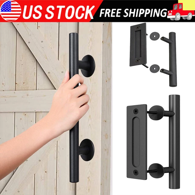 12" Sliding Barn Door Pull Flush Handle Gate Hardware Set Iron Matte Black USA