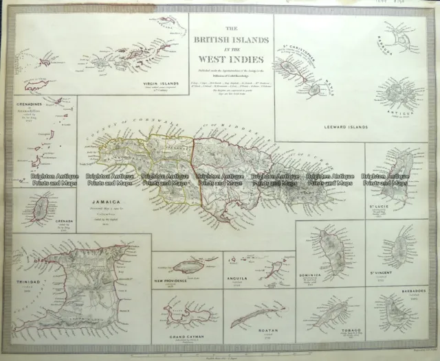 Antique Map 8-185 West Indies by S.D.U.K. c. 1844