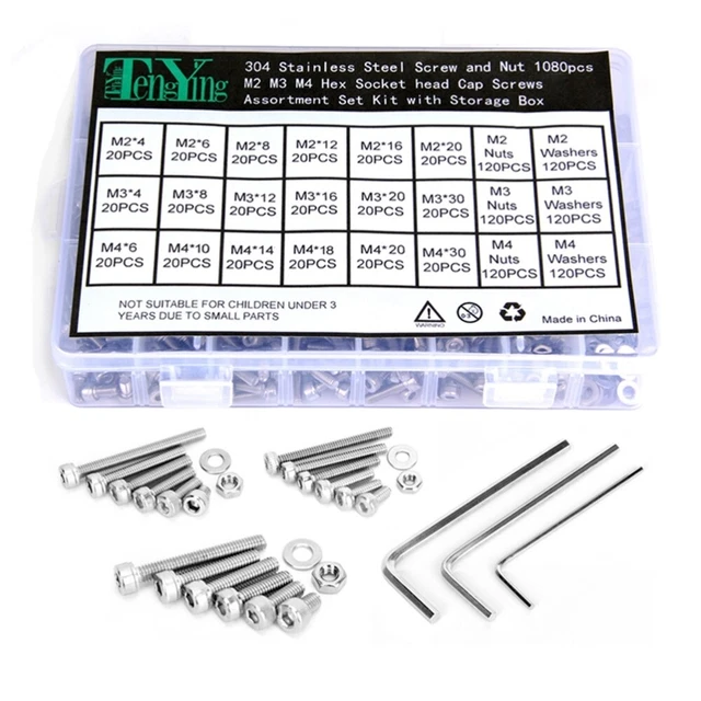 1080 Pcs Innensechskantschraube Inbusschraube Waschmaschine Mutter