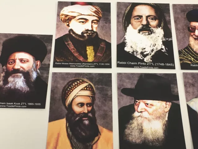 9 Rabbi Cards collection Famous Jewish picture Hebrew Photo Israel Judaica רבי