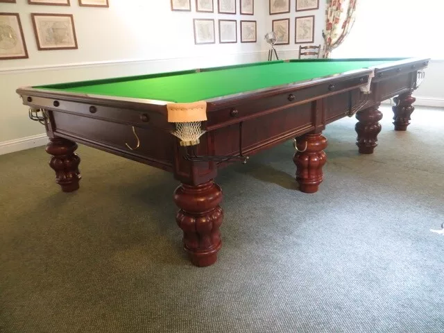 Burroughes & Watts Steel Block Full Size Antique Snooker Table Fully Restored