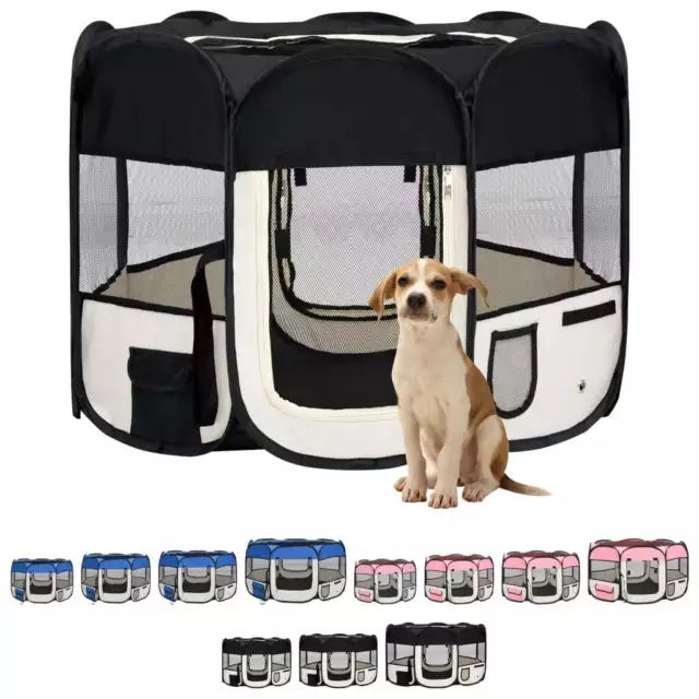 Box per Cani Pieghevole con Borsa Trasporto Blu 145x145x61 cmRecinzione vidaXL